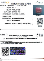 7.55/CT Natural Ruby with Govt. Lab Certificate